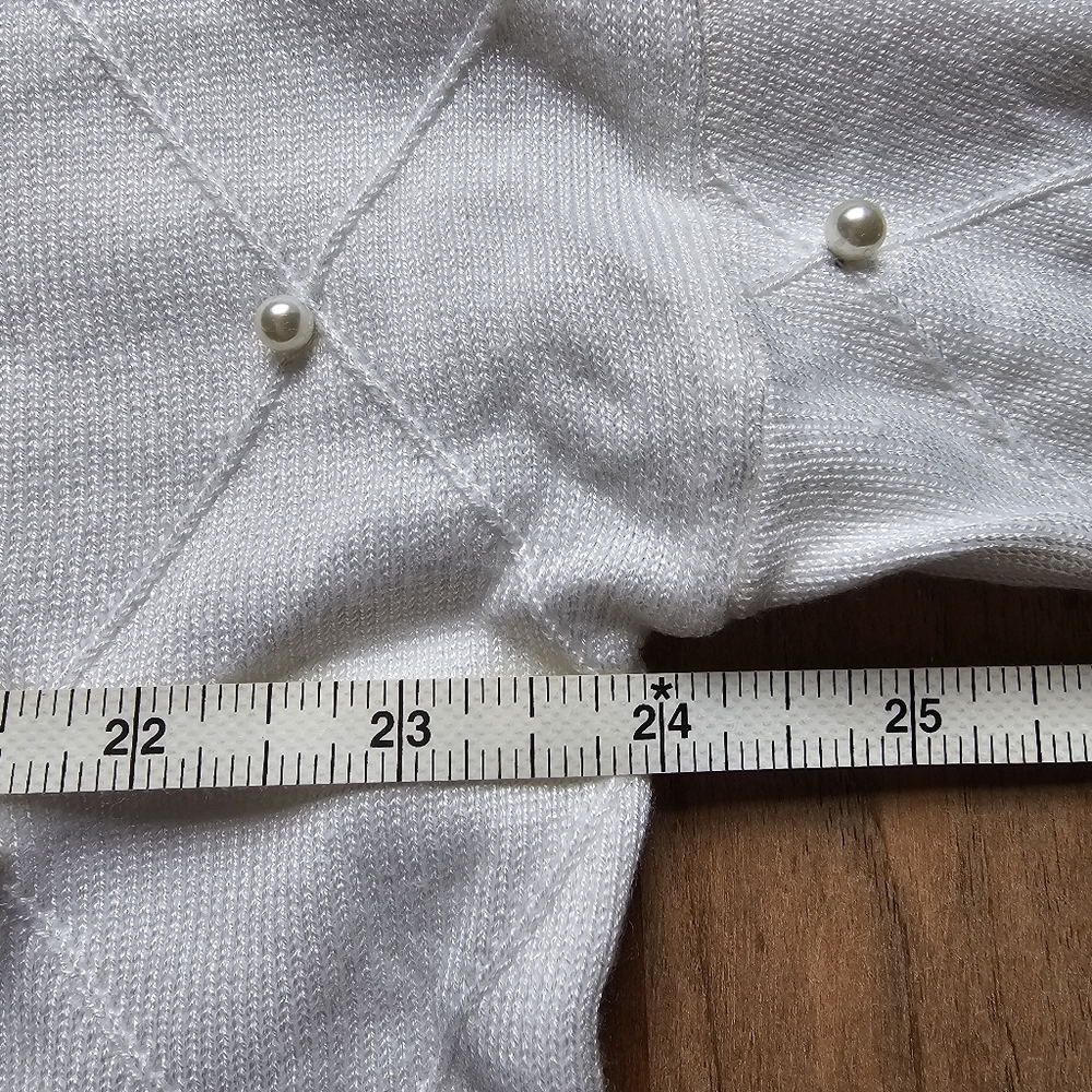 🚨 Sale Berkley Jensen All Over Pearl Embellished Sweater White Size XXL - Picture 8 of 9